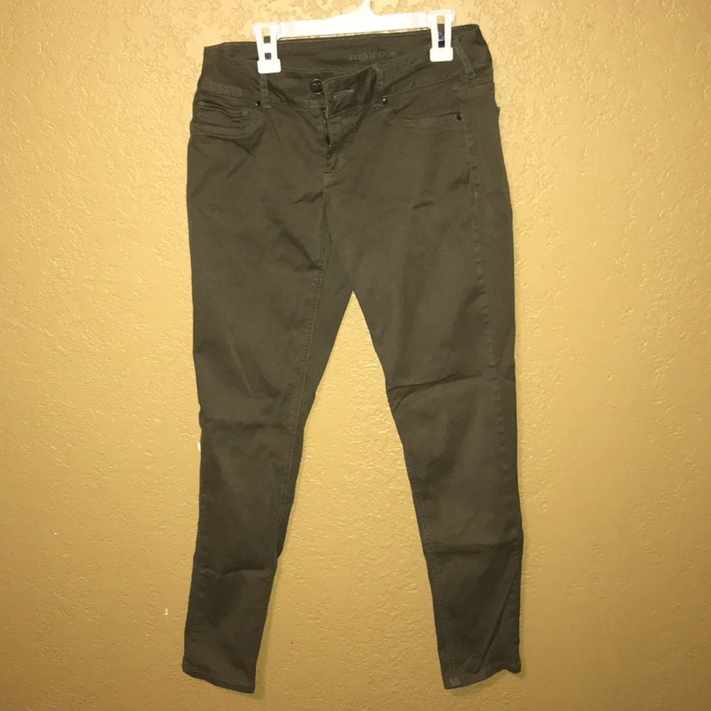 Army green skinny jeans